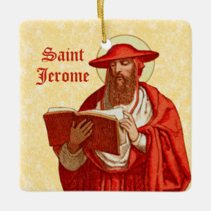 St. Jerome as Cardinal with Motivational Quote Ceramic Ornament