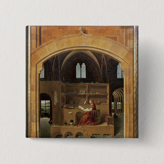 St. Jerome in his study, c.1475 15 Cm Square Badge (Front)