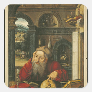 St. Jerome in his Study Square Sticker