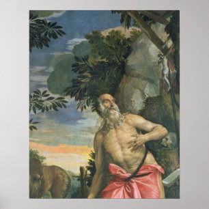 St. Jerome in Penitence (oil on canvas) Poster