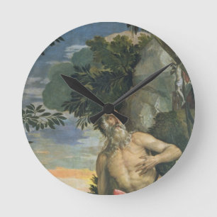 St. Jerome in Penitence (oil on canvas) Round Clock