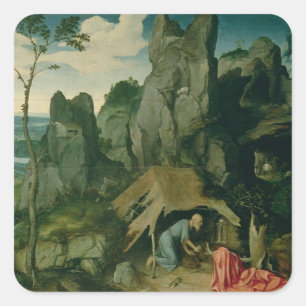 St. Jerome in the Desert (oil on panel) (see also Square Sticker