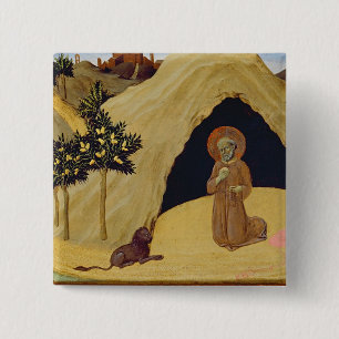 St. Jerome with the lion, 1436 (tempera on panel) 15 Cm Square Badge