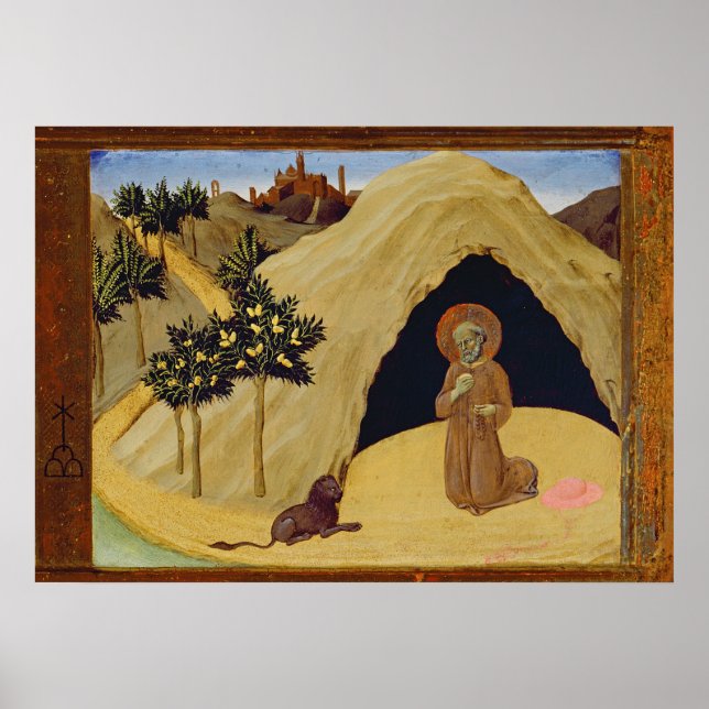 St. Jerome with the lion, 1436 (tempera on panel) Poster (Front)