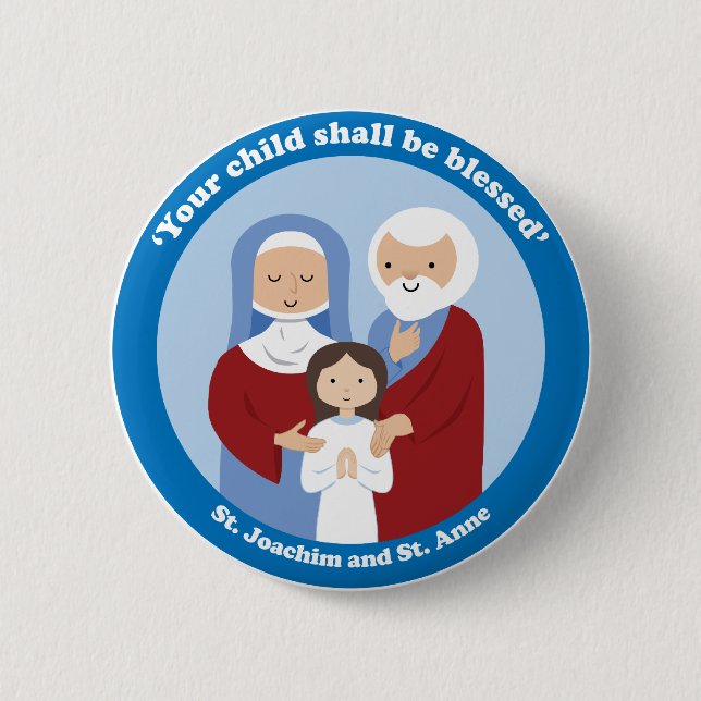St. Joachim and St. Anne 6 Cm Round Badge (Front)