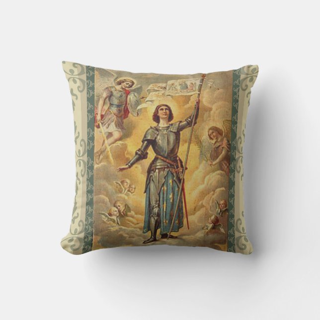 St. Joan of Arc St. Michael Angels Soldier Cushion (Front)