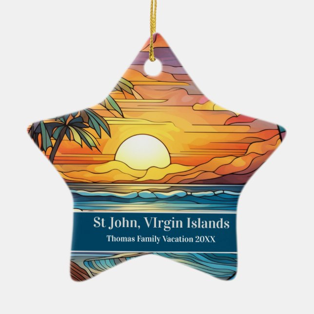 St John Beach Vacation Ceramic Ornament (Front)