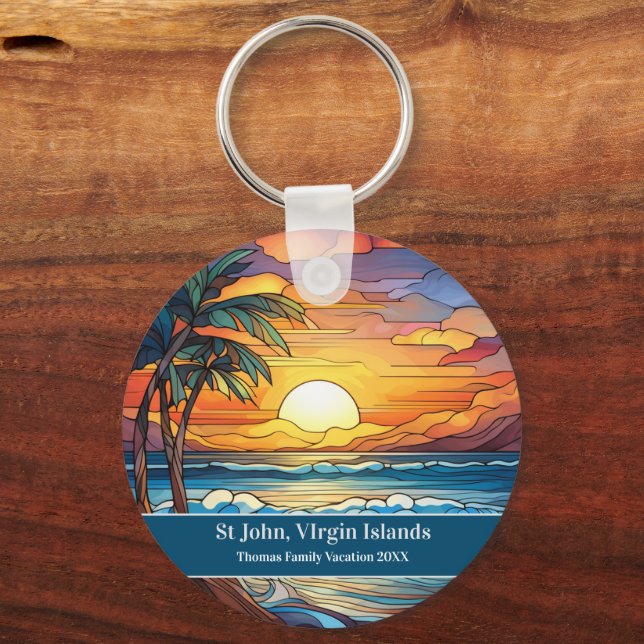 St John Beach Vacation Key Ring (Front)