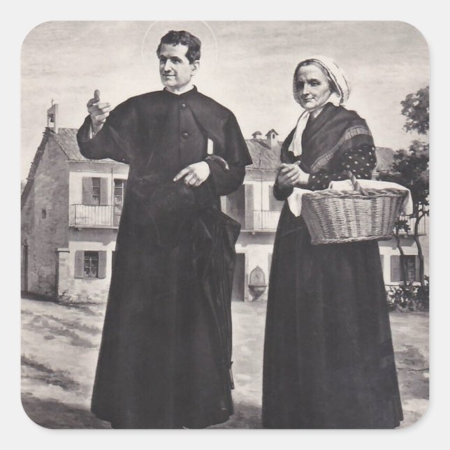 St. John Bosco with Mother Square Sticker (Front)