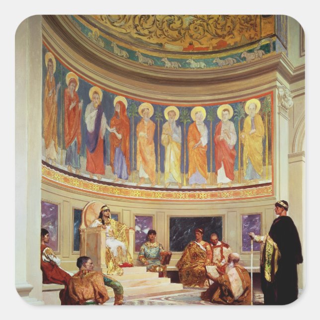 St John Chrysostom  exiled by Empress Eudoxia Square Sticker (Front)