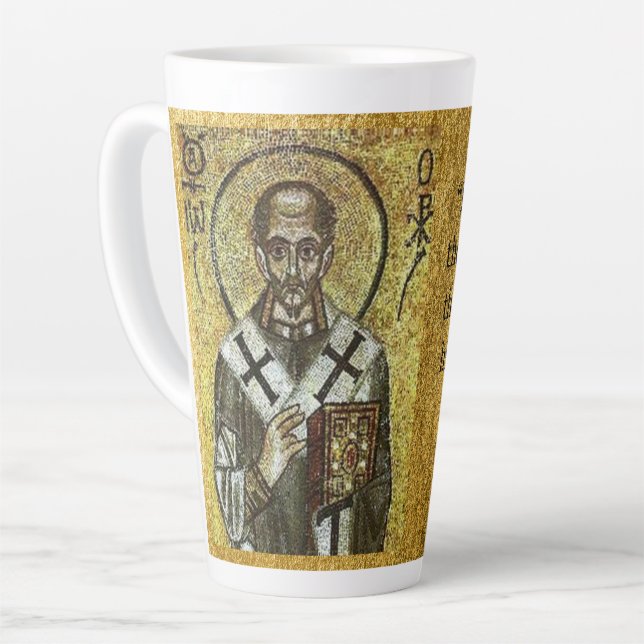 St. John Chrysostom l Orthodox l Catholic l Icon, Latte Mug (Left Angle)