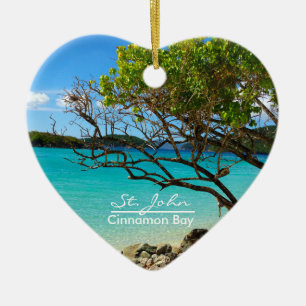 St. John Cinnamon Bay Ceramic Heart Ornament