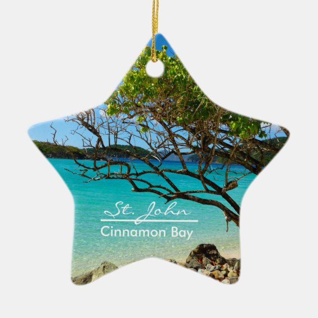 St. John Cinnamon Bay Ceramic Star Ornament (Front)