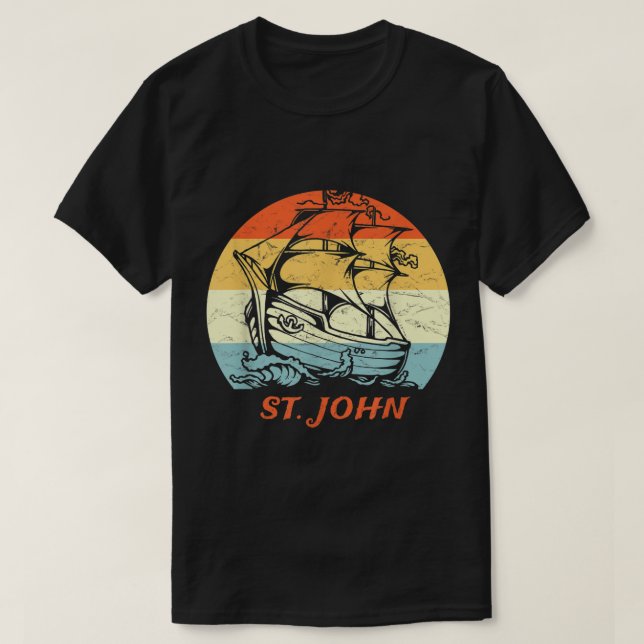 St. John Retro Sailing Ship T-Shirt (Design Front)