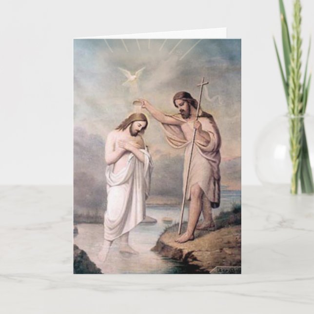 St John the Baptist Baptising Jesus Jordan River Card (Front)
