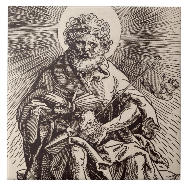 St. John the Baptist Holding the Lamb  Ceramic Tile (Front)
