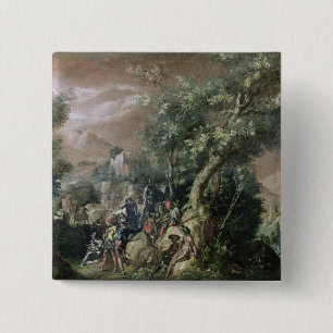 St. John the Baptist Preaching (oil on canvas) 15 Cm Square Badge