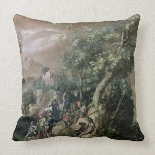 St. John the Baptist Preaching (oil on canvas) Cushion