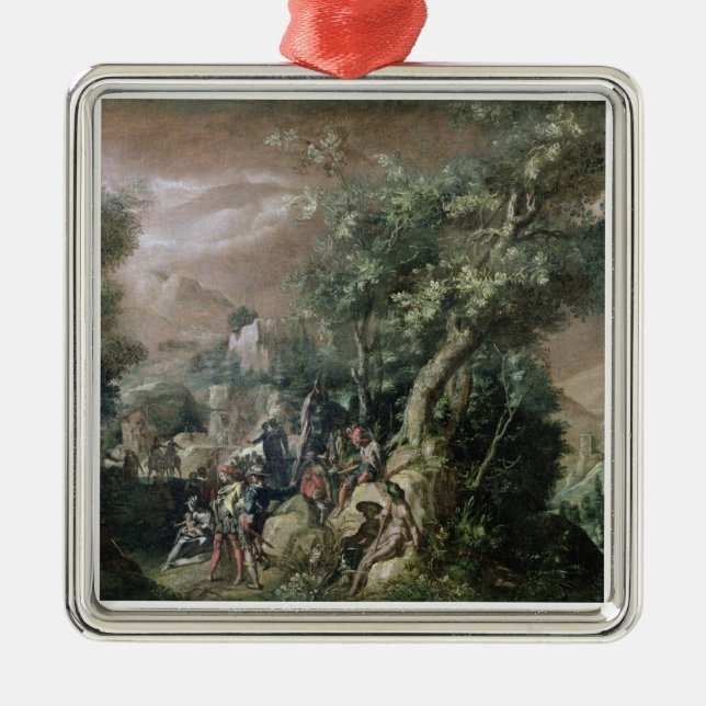 St. John the Baptist Preaching (oil on canvas) Metal Tree Decoration (Front)