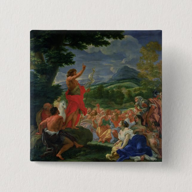 St. John the Baptist Preaching, painted before 169 15 Cm Square Badge (Front)