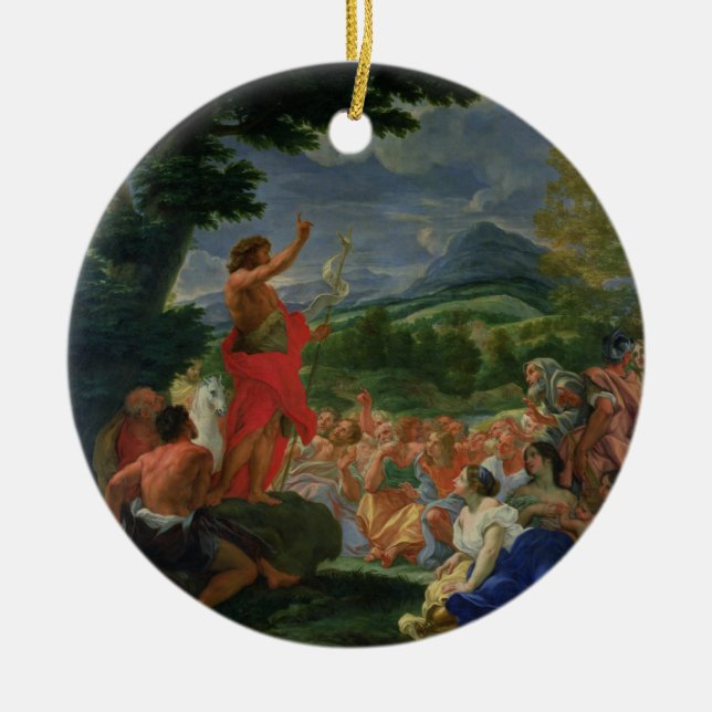 St. John the Baptist Preaching, painted before 169 Ceramic Ornament (Front)