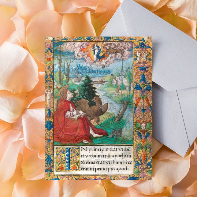 St John the Evangelist Bible Mediaeval Manuscript Postcard (St John the Evangelist Bible Medieval Manuscript Catholic Christian Postcard)
