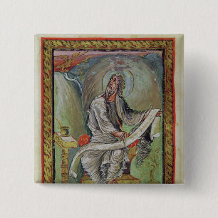 St. John the Evangelist, from the Ebbo Gospels 15 Cm Square Badge