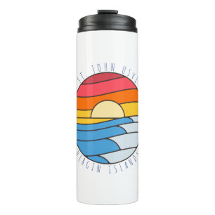 St. John USVI Vintage Beach Sunset Thermal Tumbler