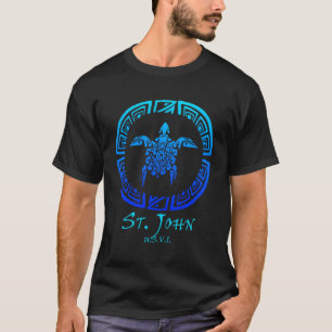 St John Usvi Vintage Retro Tribal Turtle Vacation T-Shirt