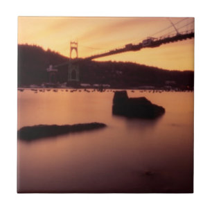 St Johns Bridge Sunset Ceramic Tile