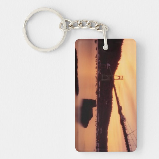 St Johns Bridge Sunset Key Ring (Front)