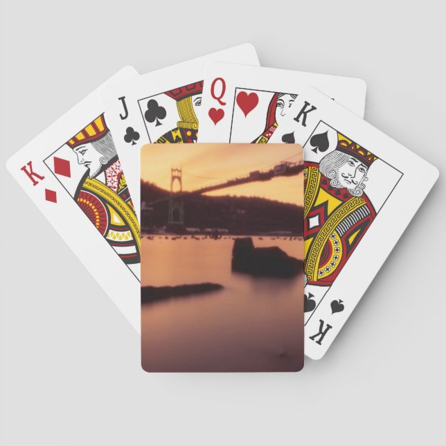 St Johns Bridge Sunset Playing Cards (Back)