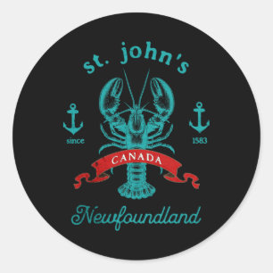 St Johns Newfoundland Canada Lobster Vacation Souv Classic Round Sticker