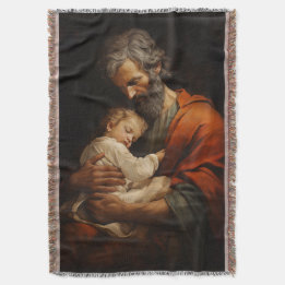 St. Joseph and Baby Jesus Religious Catholic Throw Blanket