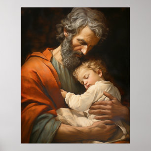 St. Joseph and the Child Jesus Religious Poster