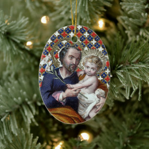 St. Joseph and the Christ Child (DPT 002) Ceramic Ornament
