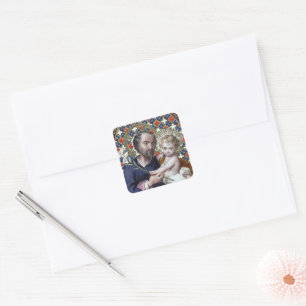 St. Joseph and the Christ Child (DPT 002) Square Sticker