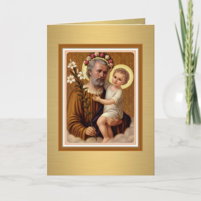 St Joseph Baby Jesus Catholic Religious Vintage Card (Front)