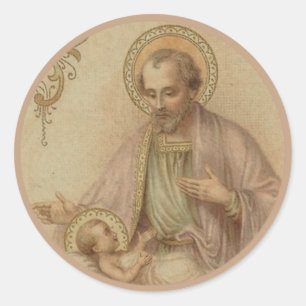 St. Joseph Baby Jesus Classic Round Sticker