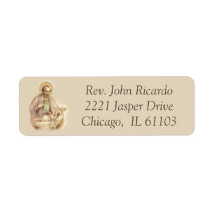 St. Joseph Baby Jesus in Manger Return Address Label