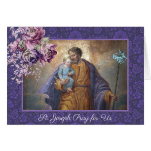 St. Joseph Baby Jesus Lavender Floral