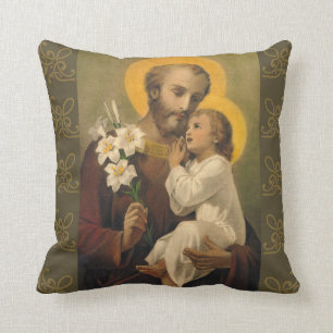 St. Joseph Baby Jesus  Lily Cushion