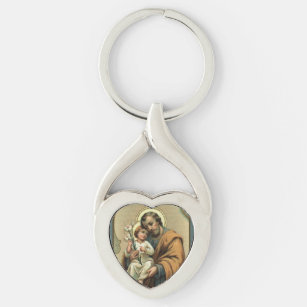 St. Joseph Baby Jesus  Lily Key Ring
