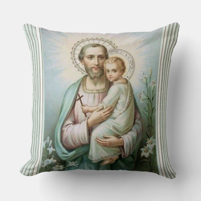 St. Joseph Baby Jesus St. Victor Cushion (Front)