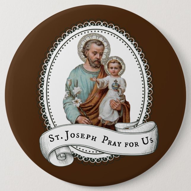 St. Joseph & Child Jesus 6 Cm Round Badge (Front)