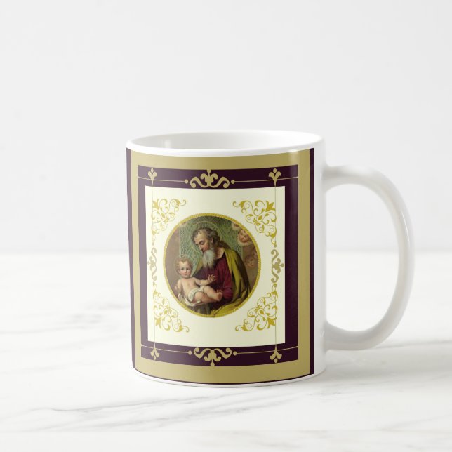 St. Joseph & Child Jesus Decorative Gold Coffee Mug (Right)