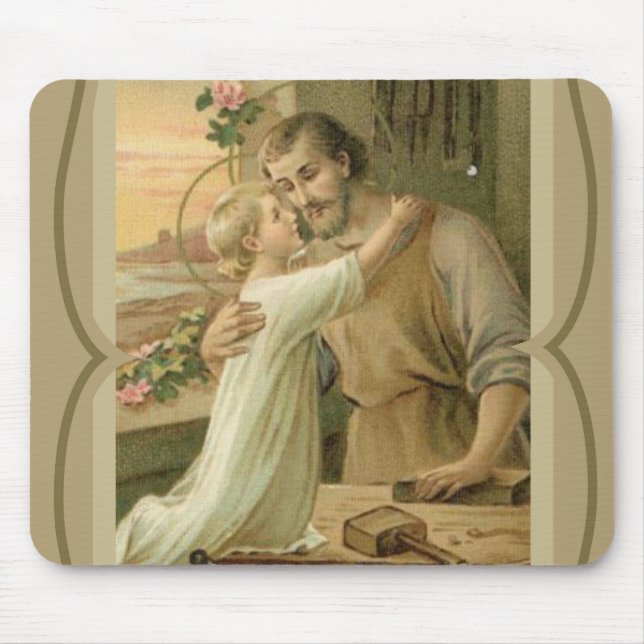 St. Joseph & Child Jesus Decorative Gold Mouse Pad (Front)