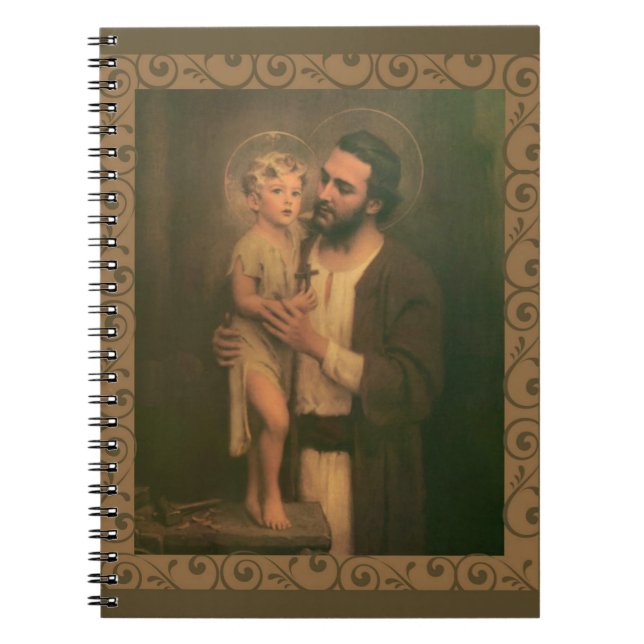 St. Joseph & Child Jesus Decorative Gold Notebook (Front)