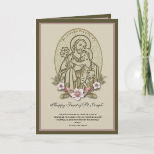 St. Joseph Child Jesus Feast Day Floral  Card