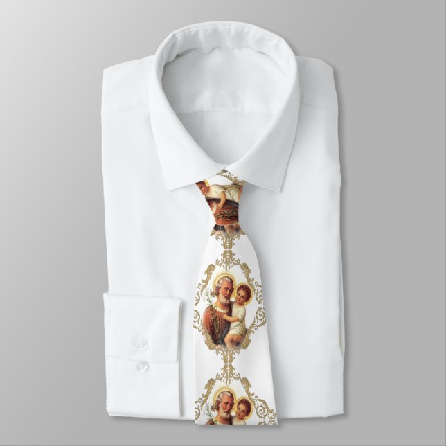 St. Joseph Child Jesus Golden Frame Tie (Tied)